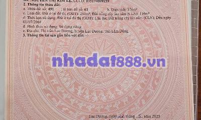 BÁN ĐẤT XÂY DỰNG LẠC DƯƠNG. ĐÀ LẠT