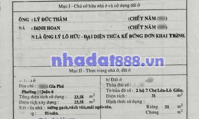 CHỈ 4 T.Y– HẺM Ô TÔ 5M – CÁCH MẶT TIỀN 1 CĂN – GIA PHÚ, Q6